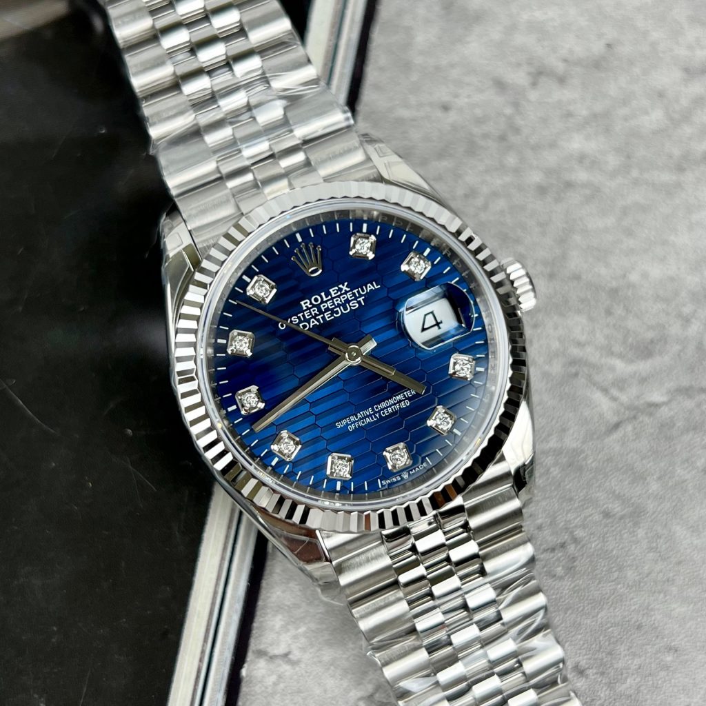 Rolex DateJust 126234 Bright Blue Diamond-Set Ruched Dial VS Factory 36mm (1)
