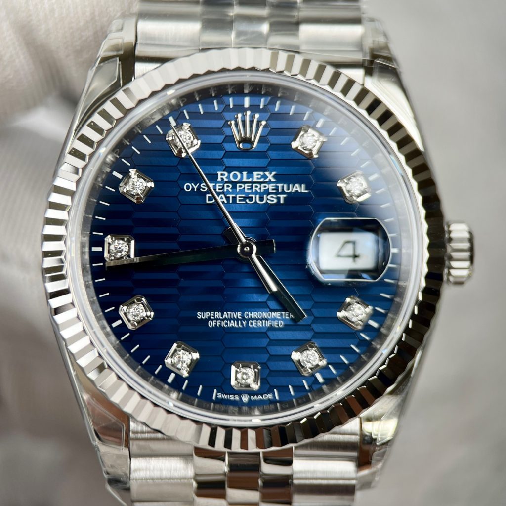Rolex DateJust 126234 Bright Blue Diamond-Set Ruched Dial VS Factory 36mm (1)