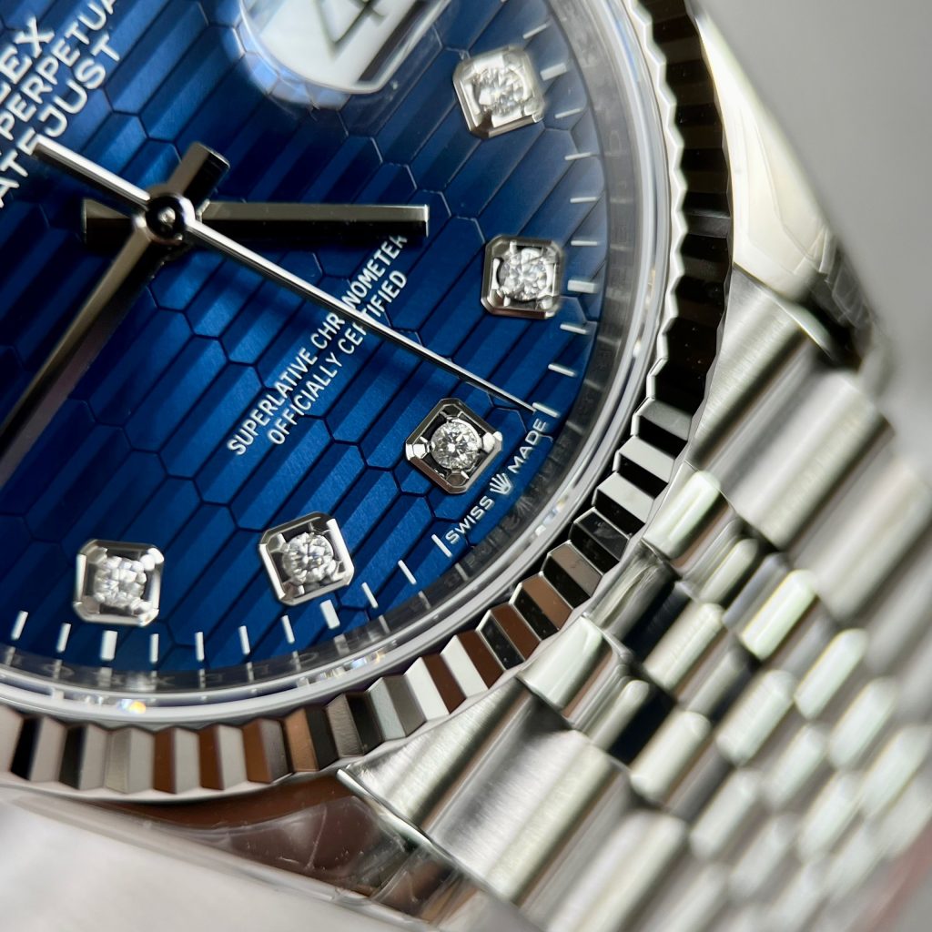 Rolex DateJust 126234 Bright Blue Diamond-Set Ruched Dial VS Factory 36mm (1)