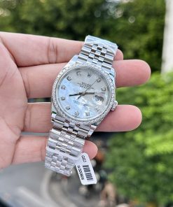 Rolex DateJust 126234 Custom Moissanite Diamonds Mother Of Pearl 36mm (4)