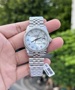 Rolex DateJust 126234 Custom Moissanite Diamonds Mother Of Pearl 36mm (4)
