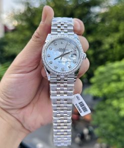 Rolex DateJust 126234 Custom Moissanite Diamonds Mother Of Pearl 36mm (4)