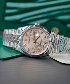 Rolex DateJust 126234 Replica Watch Pink Mosaic Dial Clean Factory 36mm (2)