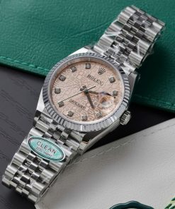 Rolex DateJust 126234 Replica Watch Pink Mosaic Dial Clean Factory 36mm (2)