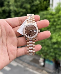 Rolex DateJust 18K Gold Wrapped Custom Moissanite Diamonds Chocolate Dial 31mm (1)