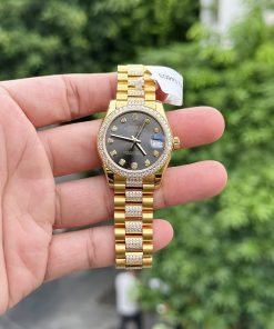 Rolex DateJust 18K Gold Wrapped Custom Moissanite Diamonds Women's 31mm (2)