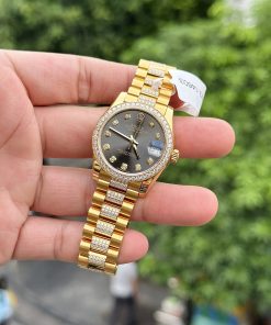 Rolex DateJust 18K Gold Wrapped Custom Moissanite Diamonds Women's 31mm (2)