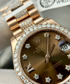 Rolex DateJust Best Replica Watch Custom 18K Rose Gold Diamond Moissanite 31mm (1)
