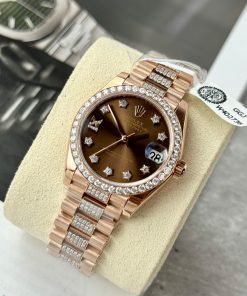 Rolex DateJust Best Replica Watch Custom 18K Rose Gold Diamond Moissanite 31mm (1)