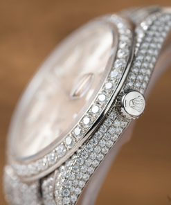 Rolex DateJust Best Replica Watch Custom Moissanite Diamonds Siver Dial 41mm (2)