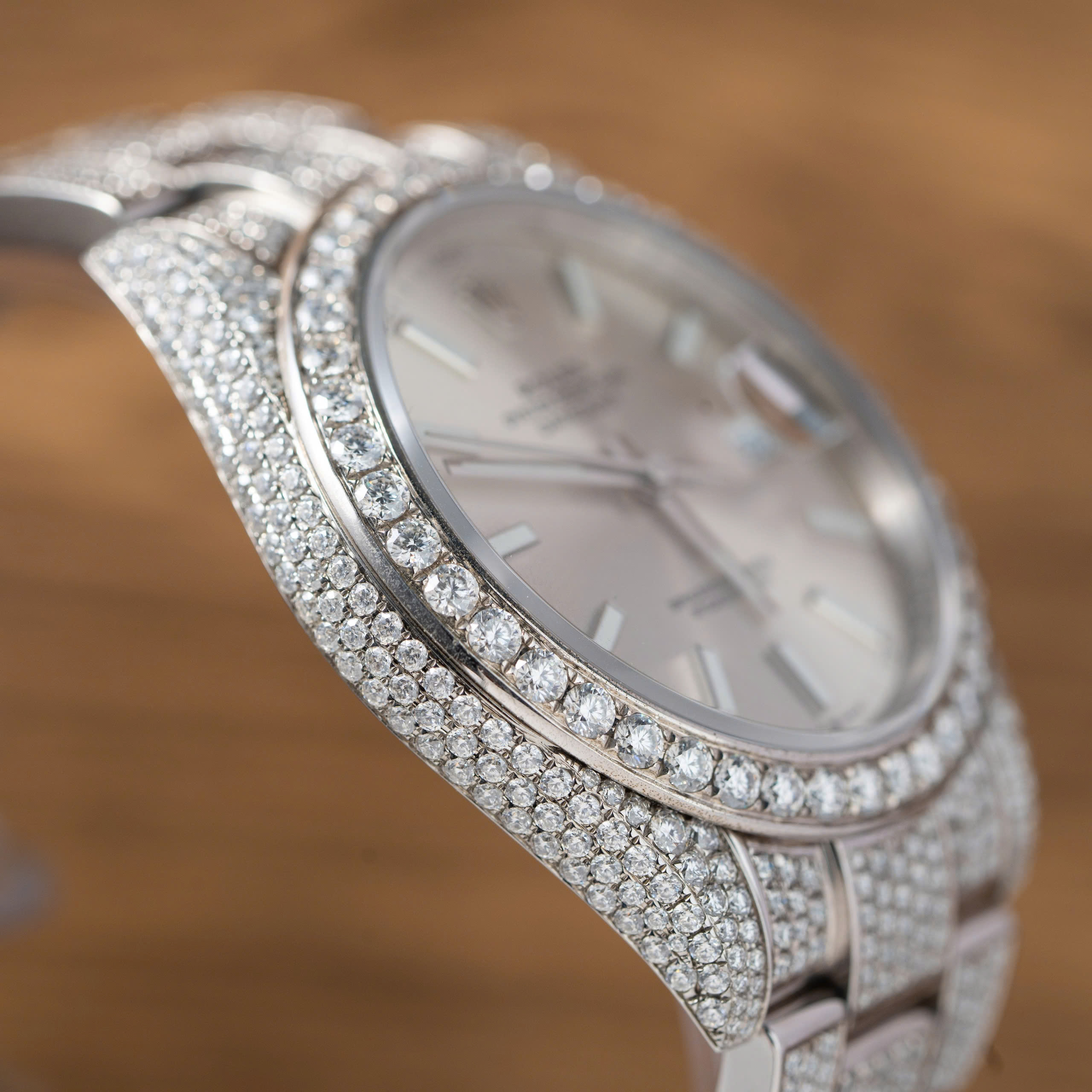 Rolex DateJust Best Replica Watch Custom Moissanite Diamonds Siver Dial 41mm (4) Rolex DateJust Best Replica Watch Custom Moissanite Diamonds Siver Dial 41mm (2)