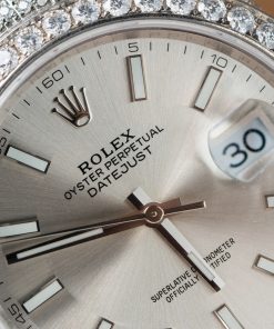 Rolex DateJust Best Replica Watch Custom Moissanite Diamonds Siver Dial 41mm (2)