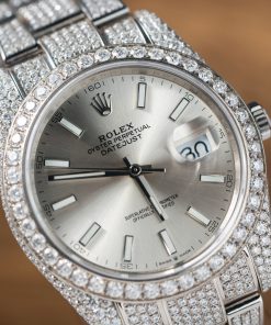 Rolex DateJust Best Replica Watch Custom Moissanite Diamonds Siver Dial 41mm (2)