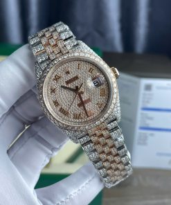 Rolex DateJust Best Replica Watch Gold Wrapped + Moissanite Diamonds Custom 36mm (2)