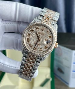 Rolex DateJust Best Replica Watch Gold Wrapped + Moissanite Diamonds Custom 36mm (2)