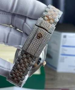 Rolex DateJust Best Replica Watch Gold Wrapped + Moissanite Diamonds Custom 36mm (2)