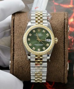 Rolex DateJust Best Replica Watch Green Dial Custom Gold Wrapped + Moissanite Diamond GMF 31mm (1)