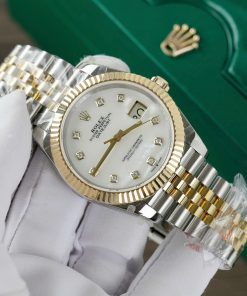 Rolex DateJust Best Replica Watch Mother Of Pearl Dial Custom Gold Wrapped 41mm (2)