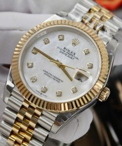 Rolex DateJust Best Replica Watch Mother Of Pearl Dial Custom Gold Wrapped 41mm (2)