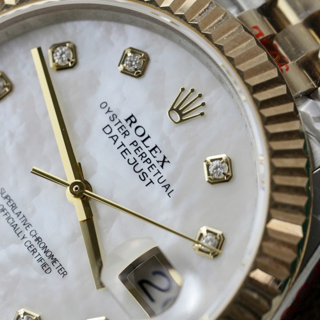 Rolex DateJust Best Replica Watch Mother Of Pearl Dial Custom Gold Wrapped 41mm (2)