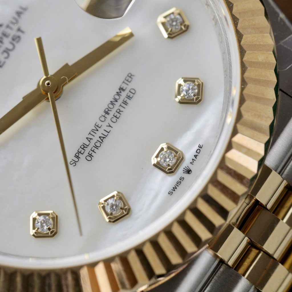 Rolex DateJust Best Replica Watch Mother Of Pearl Dial Custom Gold Wrapped 41mm (2)