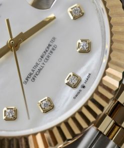 Rolex DateJust Best Replica Watch Mother Of Pearl Dial Custom Gold Wrapped 41mm (2)