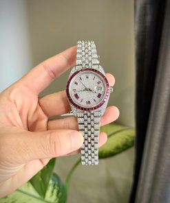 Rolex DateJust Best Replica Watch Ruby + Moissanite Diamonds Custom 41mm (2)