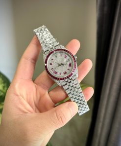 Rolex DateJust Best Replica Watch Ruby + Moissanite Diamonds Custom 41mm (2)