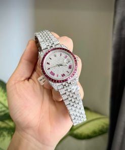 Rolex DateJust Best Replica Watch Ruby + Moissanite Diamonds Custom 41mm (2)