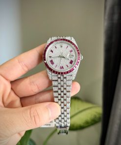 Rolex DateJust Best Replica Watch Ruby + Moissanite Diamonds Custom 41mm (2)