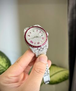 Rolex DateJust Best Replica Watch Ruby + Moissanite Diamonds Custom 41mm (2)