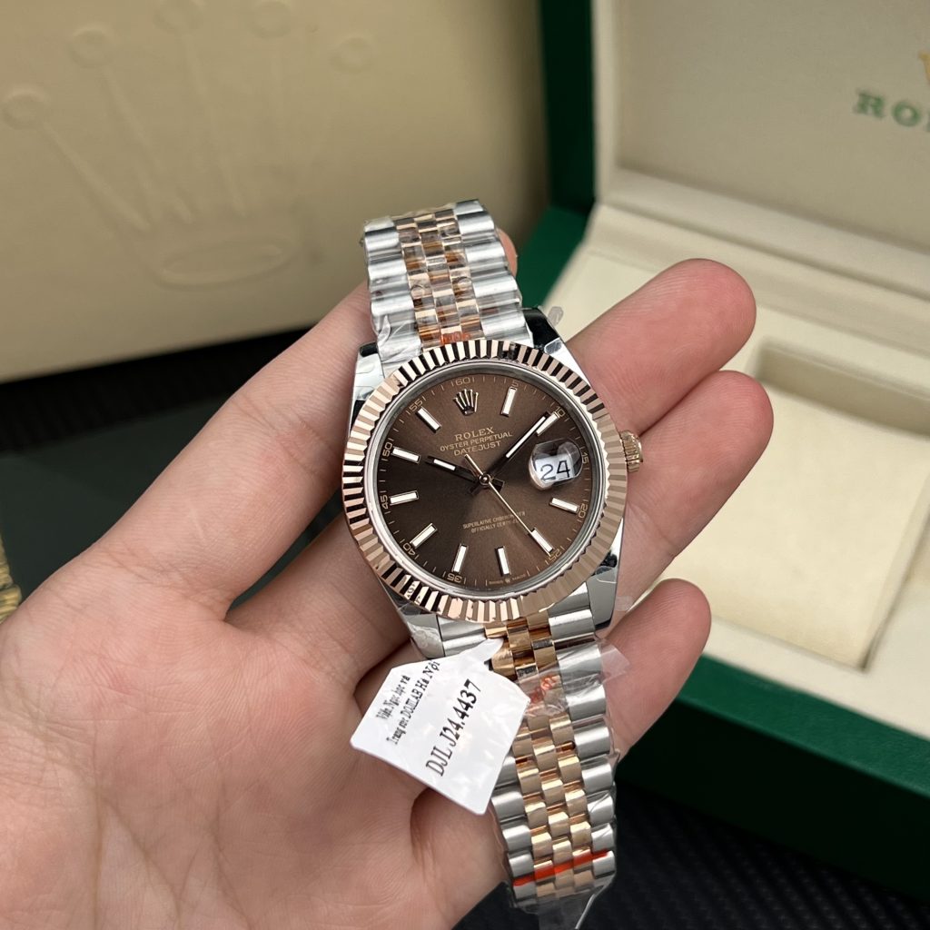 Rolex DateJust Best Replica Watches Chocolate Dial Gold Wrapped 18K GM Factory 41mm (2)