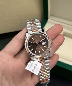 Rolex DateJust Best Replica Watches Chocolate Dial Gold Wrapped 18K GM Factory 41mm (2)