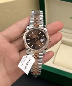 Rolex DateJust Best Replica Watches Chocolate Dial Gold Wrapped 18K GM Factory 41mm (2)