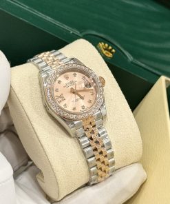 Rolex DateJust Bezel Diamond Moissanite Replica Watch Womens Dial Pink 28mm (2)