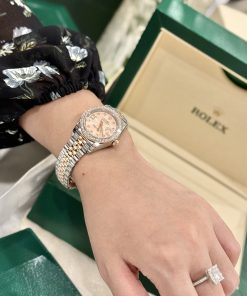 Rolex DateJust Bezel Diamond Moissanite Replica Watch Womens Dial Pink 28mm (2)