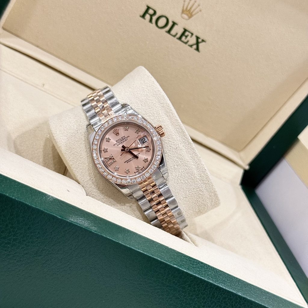 Rolex DateJust Bezel Diamond Moissanite Replica Watch Womens Dial Pink 28mm (2)