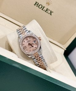 Rolex DateJust Bezel Diamond Moissanite Replica Watch Womens Dial Pink 28mm (2)