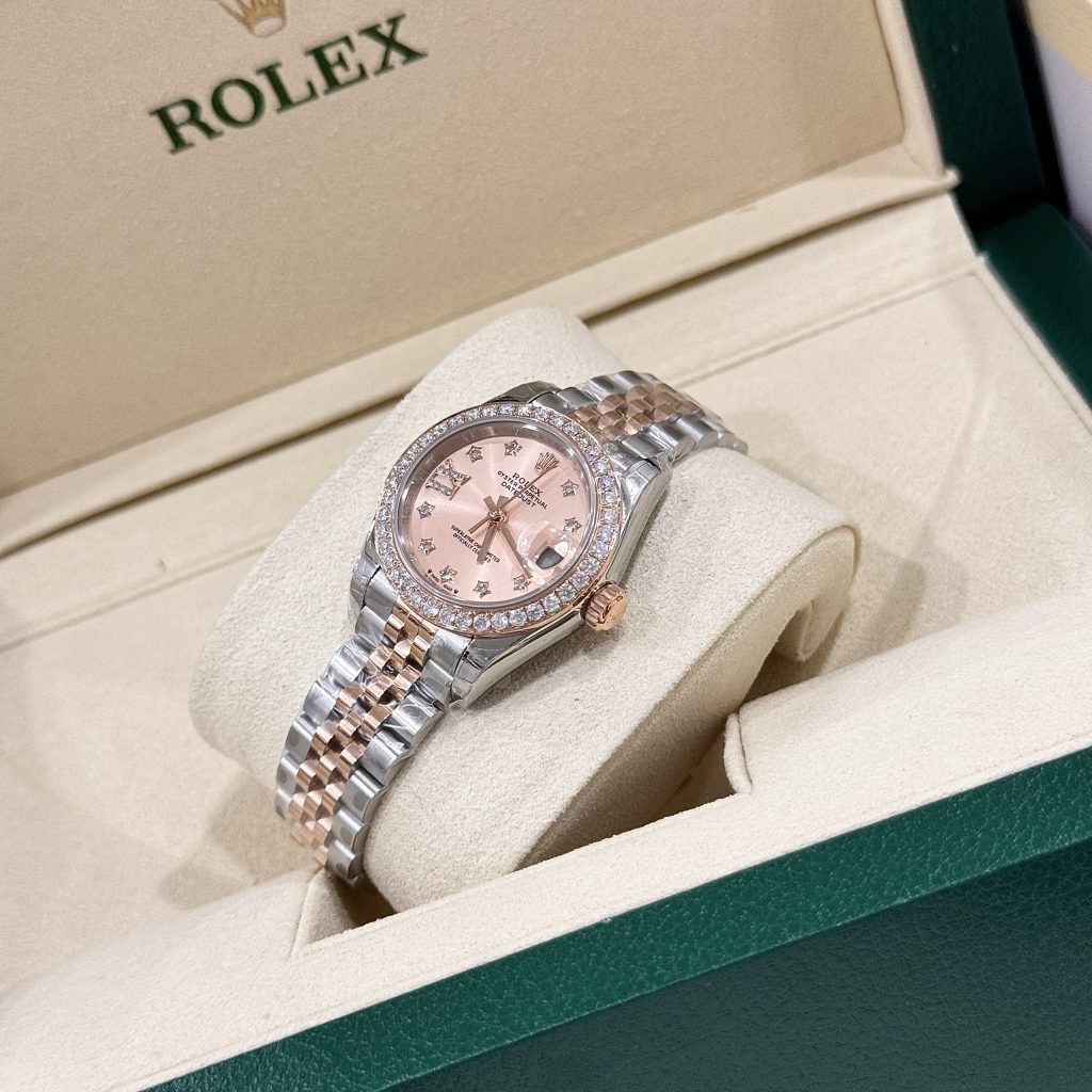 Rolex DateJust Bezel Diamond Moissanite Replica Watch Womens Dial Pink 28mm (2)
