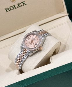 Rolex DateJust Bezel Diamond Moissanite Replica Watch Womens Dial Pink 28mm (2)