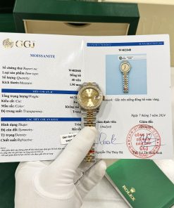 Rolex DateJust Bezel Diamond Moissanite Replica Watches Dial Champagne Gold 28mm (2)