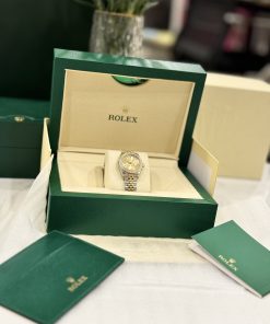Rolex DateJust Bezel Diamond Moissanite Replica Watches Dial Champagne Gold 28mm (2)