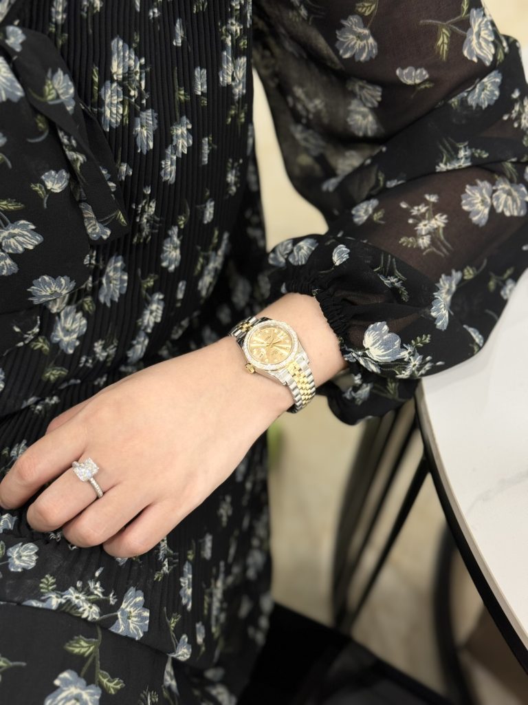 Rolex DateJust Bezel Diamond Moissanite Replica Watches Dial Champagne Gold 28mm (2)