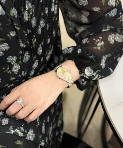 Rolex DateJust Bezel Diamond Moissanite Replica Watches Dial Champagne Gold 28mm (2)