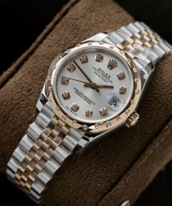 Rolex DateJust Bezel Diamonds Best Replica Demi Rose Gold 31mm (1)