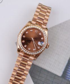 Rolex DateJust Bezel Moissanite Diamonds Chocolate Dial Women's 31mm (3)