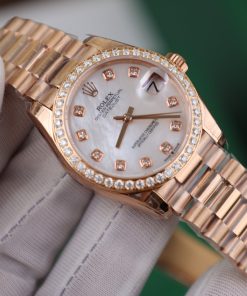 Rolex DateJust Bezel Moissanite Diamonds MOP Dial Women's 31mm (5)