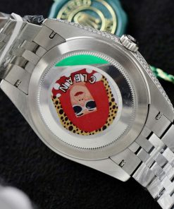 Rolex DateJust Blue Dial Replica Watch Custom Moissanite Diamonds 41mm (2)