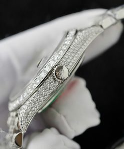 Rolex DateJust Blue Dial Replica Watch Custom Moissanite Diamonds 41mm (2)