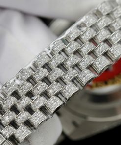 Rolex DateJust Blue Dial Replica Watch Custom Moissanite Diamonds 41mm (2)